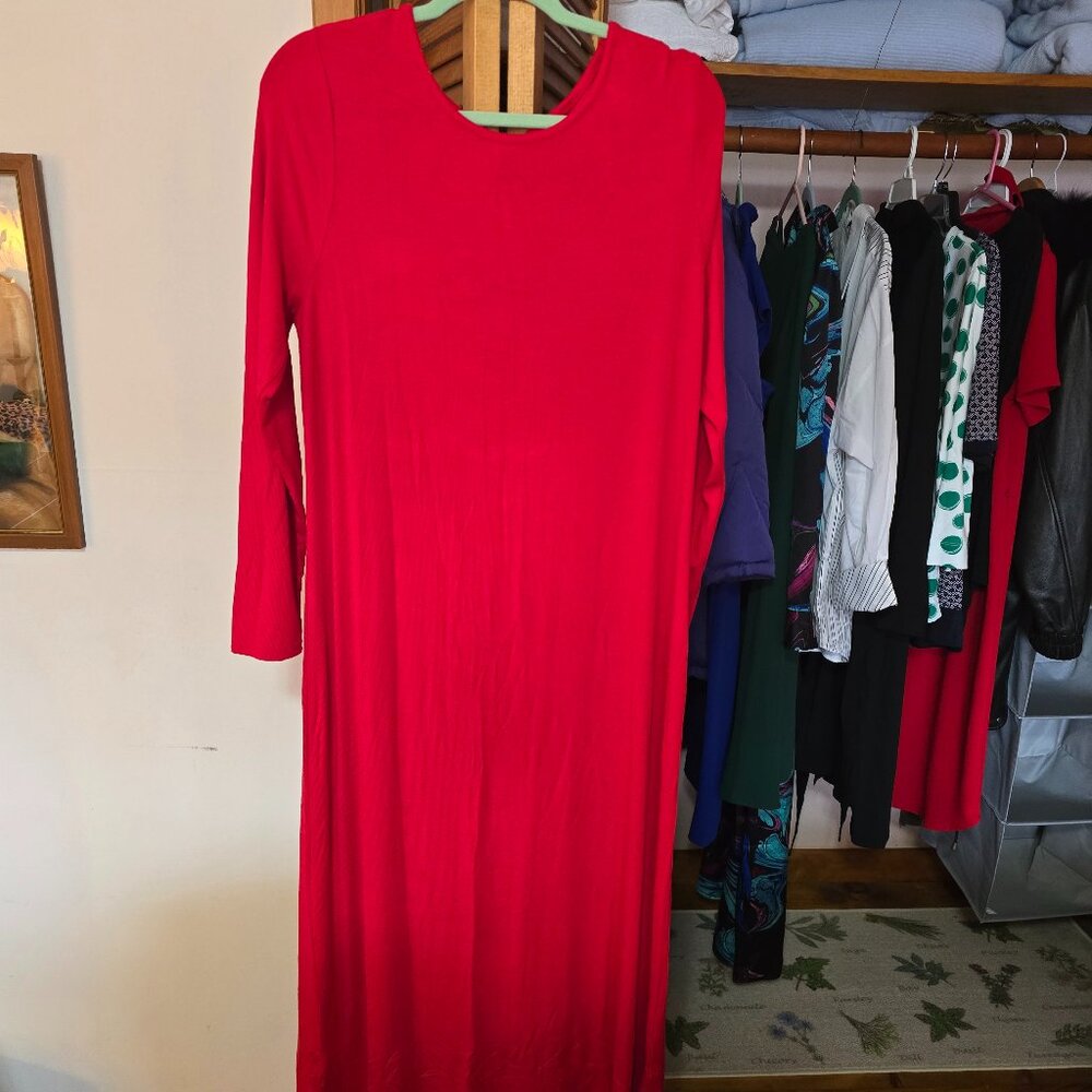 Target Bright Red Knit Maxi Dress XL Full Length Sleeveless